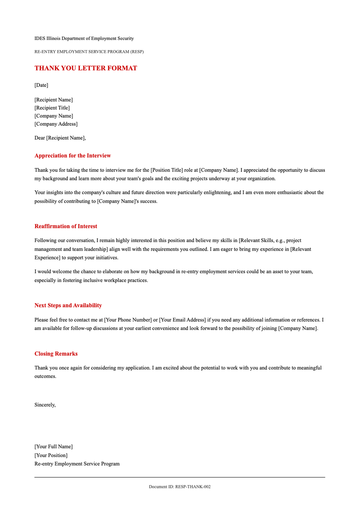 Re Entry Employment Service Program thank you letter template_variant_2